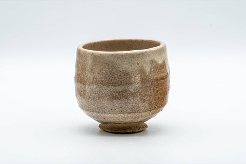 Japanese Teacup - Beige Drip-Glazed Yunomi - 180ml - front view of the beige drip-glazed teacup