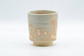 Japanese Teacup - 玉祖窯 Tamaso Kiln Gohonte Hagi-yaki Yunomi - 150ml - front view showing the gohonte spotted glaze