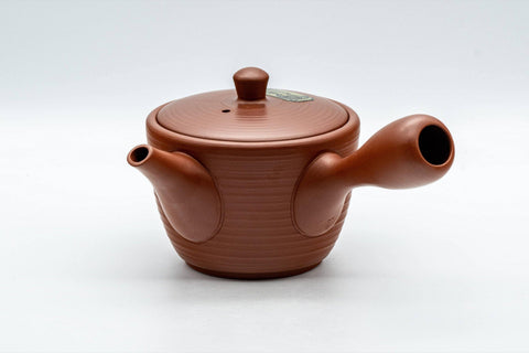 Tezumi — Japanese Kyusu - Classic Tokoname-yaki Ribbed Teapot with Fine Mesh Strainer - 200ml — three-quarter view from the opposite side