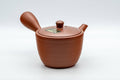 Tezumi — Japanese Kyusu - Classic Tokoname-yaki Ribbed Teapot with Fine Mesh Strainer - 200ml — side view showing the spout