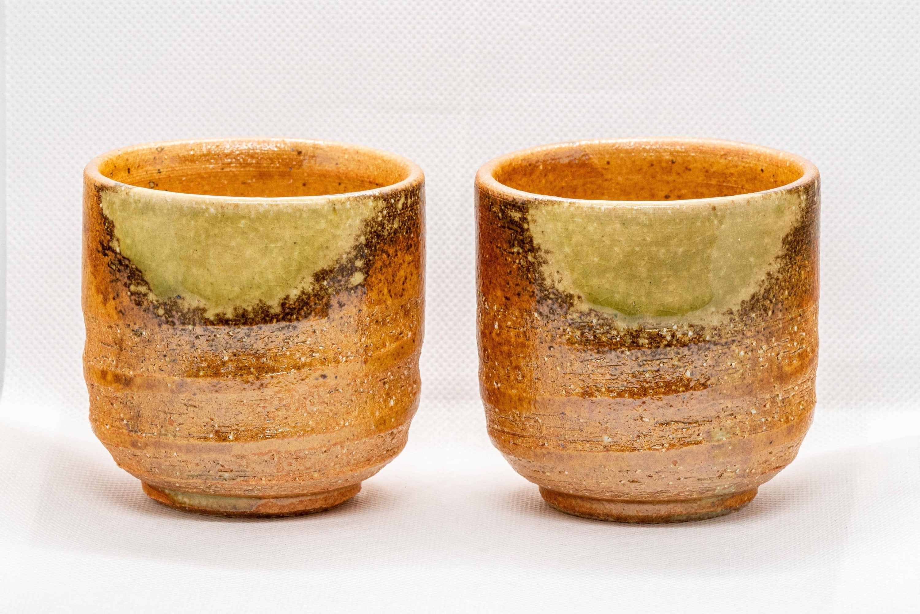 Japanese Teacups - Pair of Shigaraki-yaki Stoneware Yunomi - 180ml