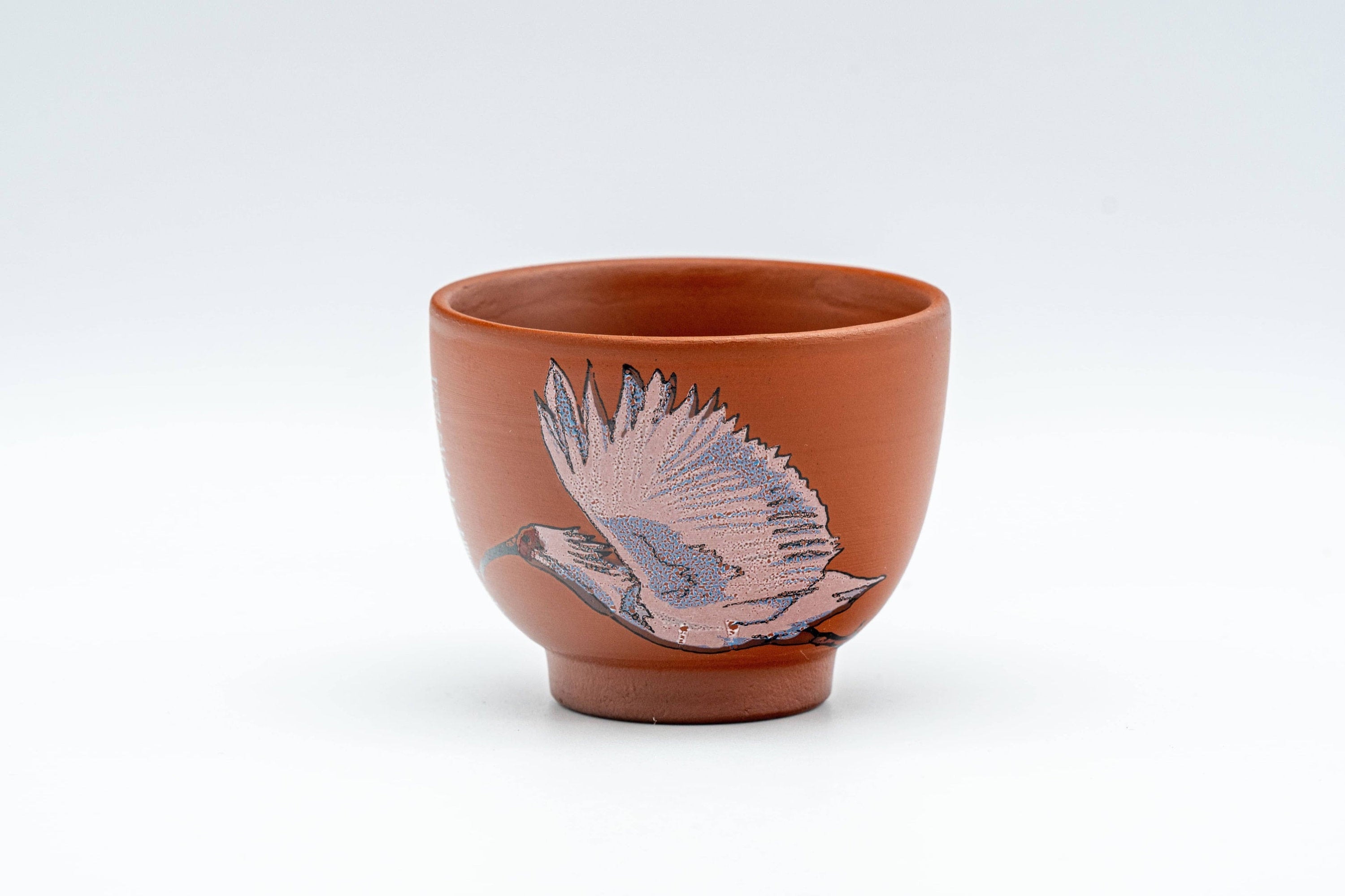 Japanese Teacups - Set of 5 國際保護 朱鷺 とき Crested Ibis Tokoname-yaki Yunomi - 55ml