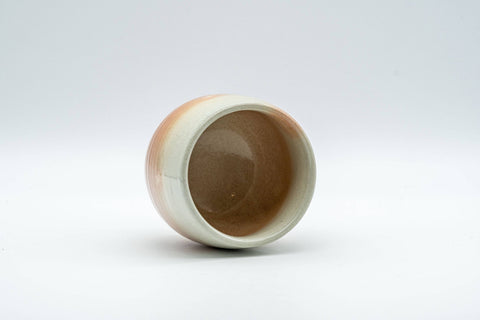 Japanese Teacup - Tsubaki Kiln Gohonte Hagi-yaki Senchawan - 110ml - angled view showing the rim and interior