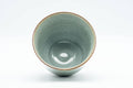Japanese Teacup - Egret Snowflake Celadon Glazed Yunomi - 140ml - angled view from above showing the celadon-glazed interior and rim