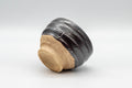 Japanese Teacup - Purple Glazed Spiral Yunomi - 100ml - inverted cup showing the unglazed clay foot