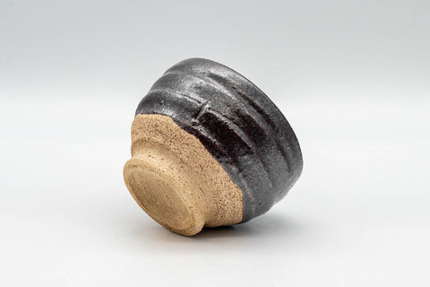 Japanese Teacup - Purple Glazed Spiral Yunomi - 100ml - inverted cup showing the unglazed clay foot
