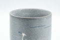 Japanese Teacup - Egret Matte Blue Glazed Yunomi - 170ml - front view highlighting the painted white egret decoration