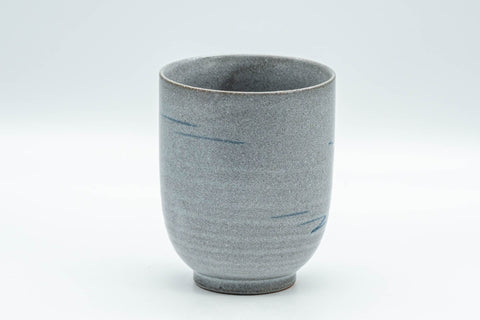 Japanese Teacup - Egret Matte Blue Glazed Yunomi - 170ml - front view from a slightly turned angle