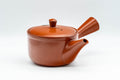 Tezumi — Japanese Kyusu - Classic Red Shudei Tokoname-yaki Teapot - 350ml — three-quarter view from the opposite side