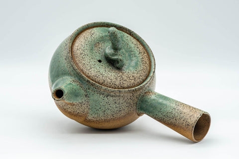 Tezumi — Japanese Kyusu - Speckled Green Glazed Serpent Lid Teapot - 350ml — top-down view of the lid
