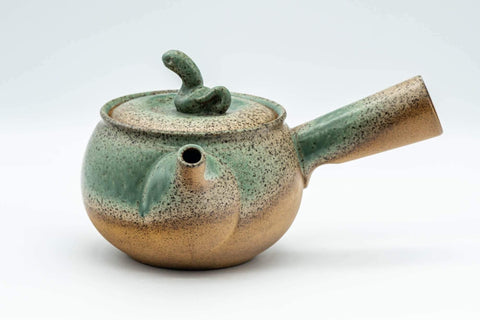 Tezumi — Japanese Kyusu - Speckled Green Glazed Serpent Lid Teapot - 350ml — three-quarter view