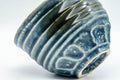 Tezumi — Japanese Matcha Bowl - Blue Geometric Spiraling Chawan - 450ml — inverted showing the foot ring