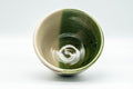 Japanese Matcha Bowl - Sugi-nari Oribe-yaki Chawan - 400ml - top-down view into the green-glazed interior