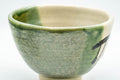 Japanese Matcha Bowl - Sugi-nari Oribe-yaki Chawan - 400ml - angled view of the green Oribe glaze