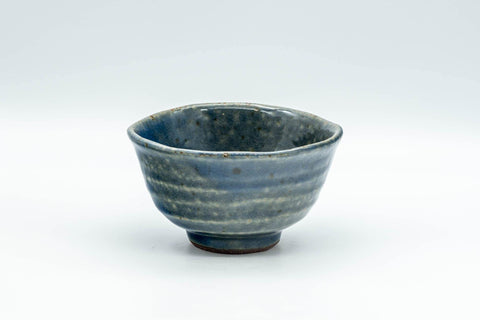 Tezumi — Japanese Teacup - Wabi-Sabi Blue-Green Undulating Yunomi - 110ml — front view