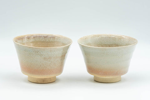 Japanese Teacups - Pair of Sori-gata Hagi-yaki Yunomi - 90ml