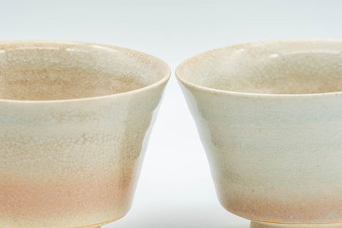 Japanese Teacups - Pair of Sori-gata Hagi-yaki Yunomi - 90ml