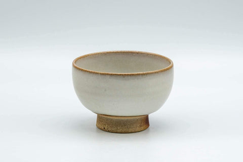 Tezumi — Japanese Teacup - White Glazed Wan-nari Guinomi - 45ml — front view from another angle