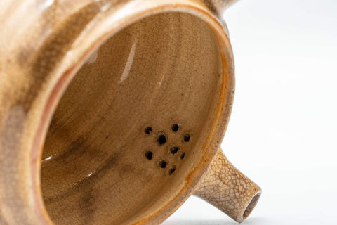 Tezumi — Japanese Kyusu - Drip-Glazed Hagi-yaki Do-ake Kyusu - 125ml — side profile showing the spout and handle