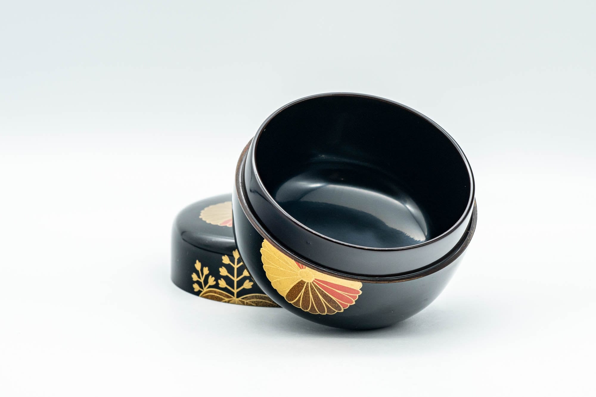 Japanese Natsume - Hira-Natsume Chrysanthemum Lacquer Matcha Tea Caddy - 100ml