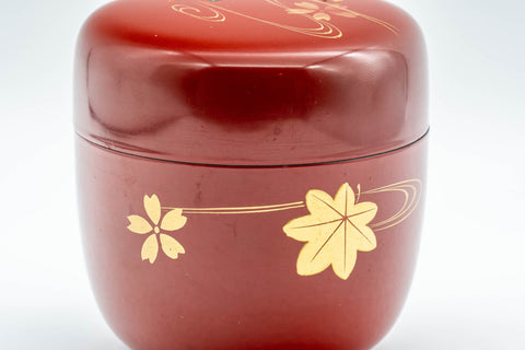 Japanese Natsume - Floral Red Lacquer Matcha Tea Caddy - 100ml