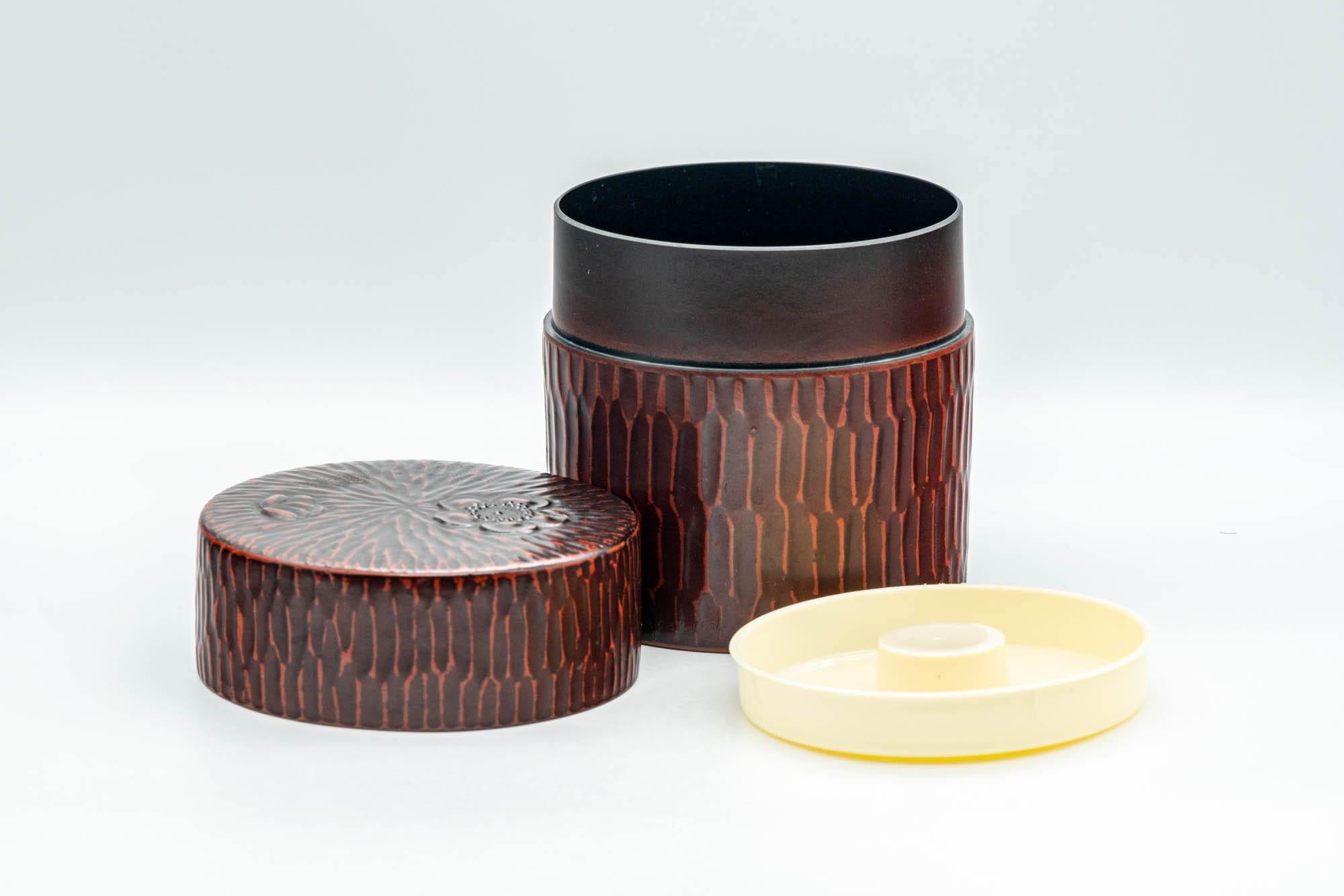 Japanese Chazutsu - Floral Textured Lacquer Tea Canister - 300ml - Tezumi