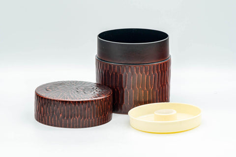 Tezumi — Japanese Chazutsu - Floral Textured Lacquer Tea Canister - 300ml — top-down view showing the interior