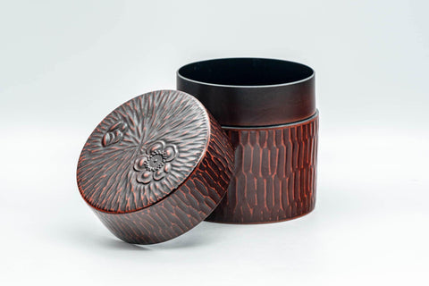 Japanese Chazutsu - Floral Textured Lacquer Tea Canister - 300ml - Tezumi