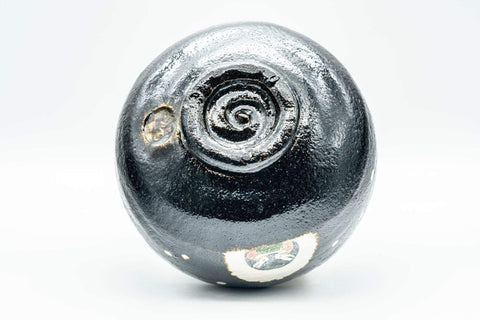 Tezumi — Japanese Matcha Bowl - Usagi Bunny Rabbits Black Raku Chawan - 400ml — top-down view of the interior