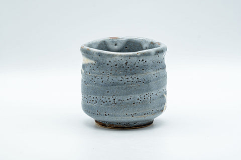 Japanese Teacup - Bamboo Suana Shino Glazed Tsutsu-gata Yunomi with Coaster - view of the upper portion of the cup