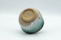 Japanese Teacup - Vibrant Agano-yaki Yunomi - 100ml - the teacup resting on its side showing the foot and underside