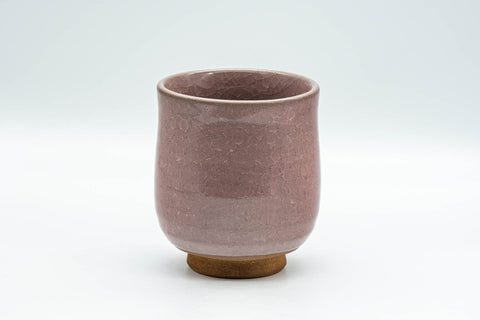 Japanese Teacup - Tachikichi Pink Snowflake Glazed Yunomi - 200ml - side view of the pink glazed cup