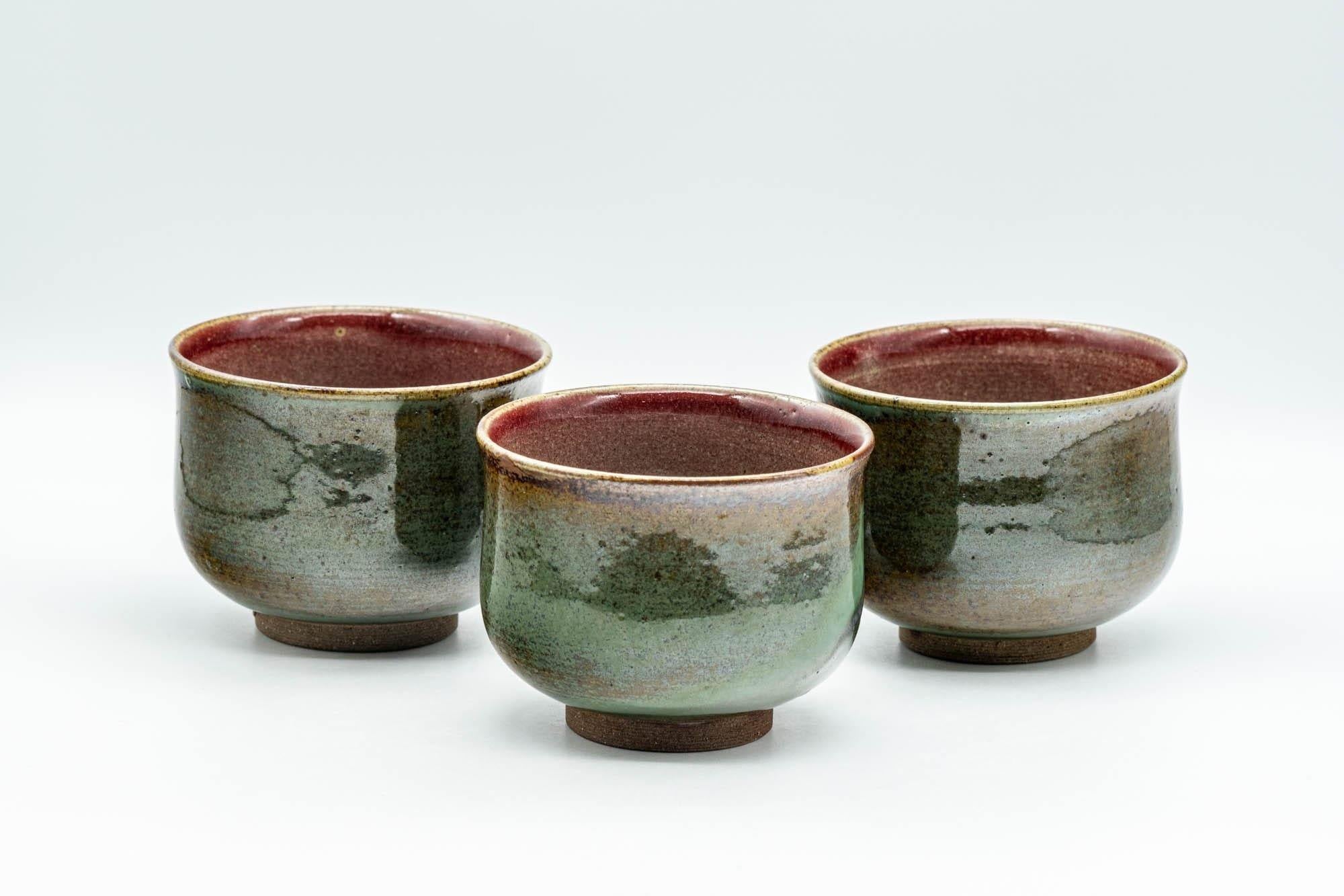 Japanese Teacups - Set of 3 Olive and Purple Yunomi - 150ml - Tezumi