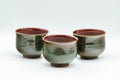 Tezumi — Japanese Teacups - Set of 3 Olive and Purple Yunomi - 150ml — front view