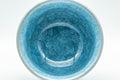 Japanese Teacup - 橘吉 Blue Snowflake Celadon Glazed Yunomi - 140ml - overhead view showing the snowflake celadon glaze inside