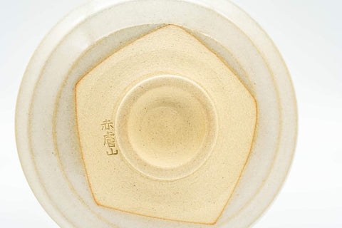 Japanese Teacup - 赤膚山 Akiyama Kiln White Glazed Wide Akahada-yaki Yunomi - 150ml - Tezumi