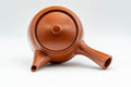 Japanese Tea Set - Bamboo Tokoname-yaki Debeso Kyusu Teapot with 5 Yunomi Teacups - overhead view of the teapot lid