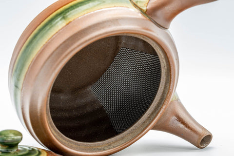 Tezumi — Japanese Kyusu - Ash Glazed Banko-yaki Teapot - 350ml — interior view showing the filter