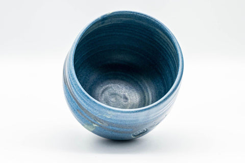 Tezumi — Japanese Matcha Bowl - Blue Hakeme Glazed Wabi-Sabi Chawan - 500ml — three-quarter view