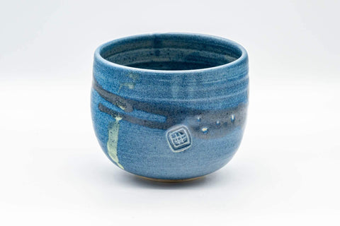 Japanese Matcha Bowl - Blue Hakeme Glazed Wabi-Sabi Chawan - 500ml - Tezumi