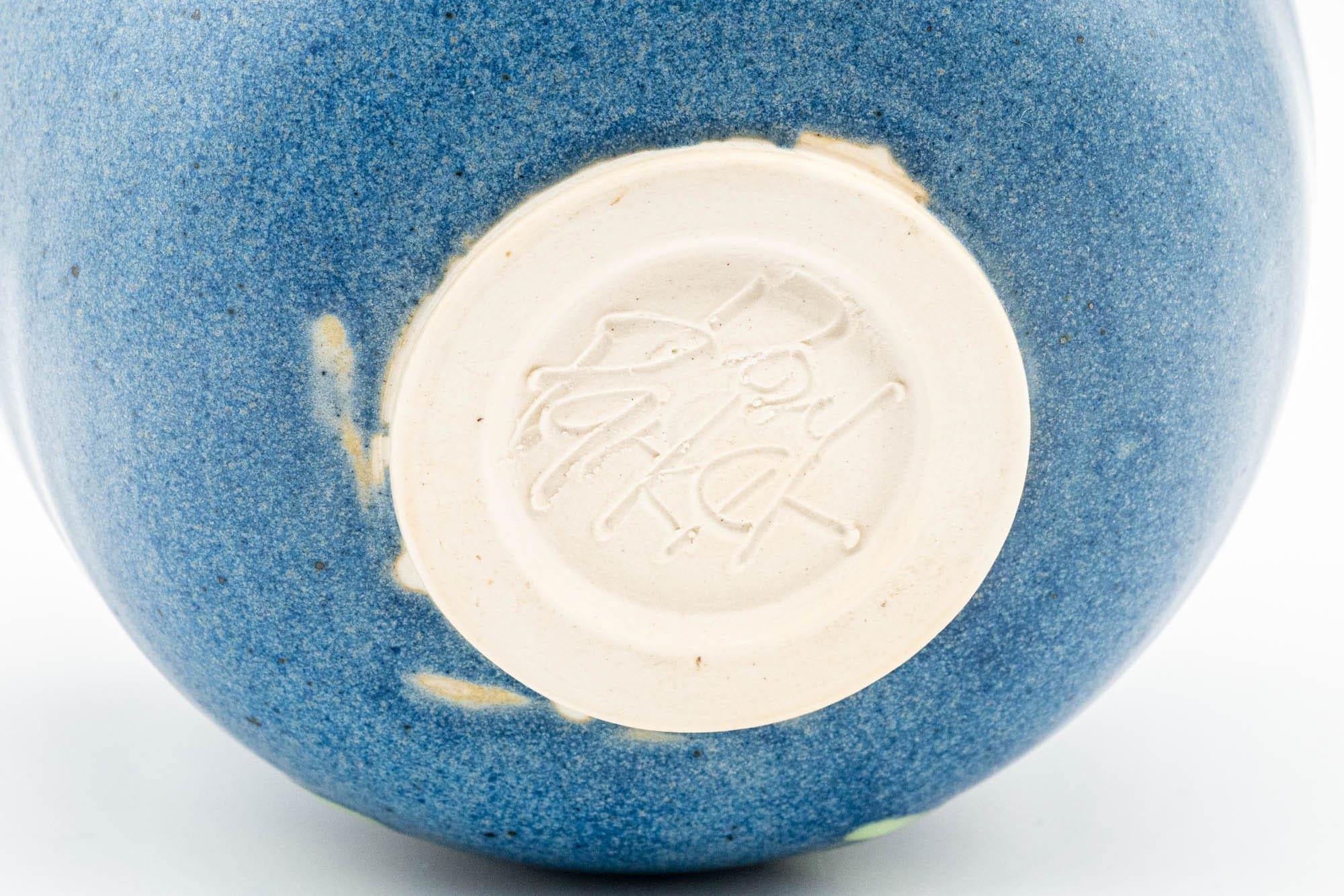 Japanese Matcha Bowl - Blue Hakeme Glazed Wabi-Sabi Chawan - 500ml - Tezumi