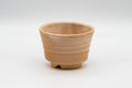Japanese Teacups - Pair of Beige Asagao-gata Hagi-yaki Yunomi - 110ml - the two cups tilted to show their interiors