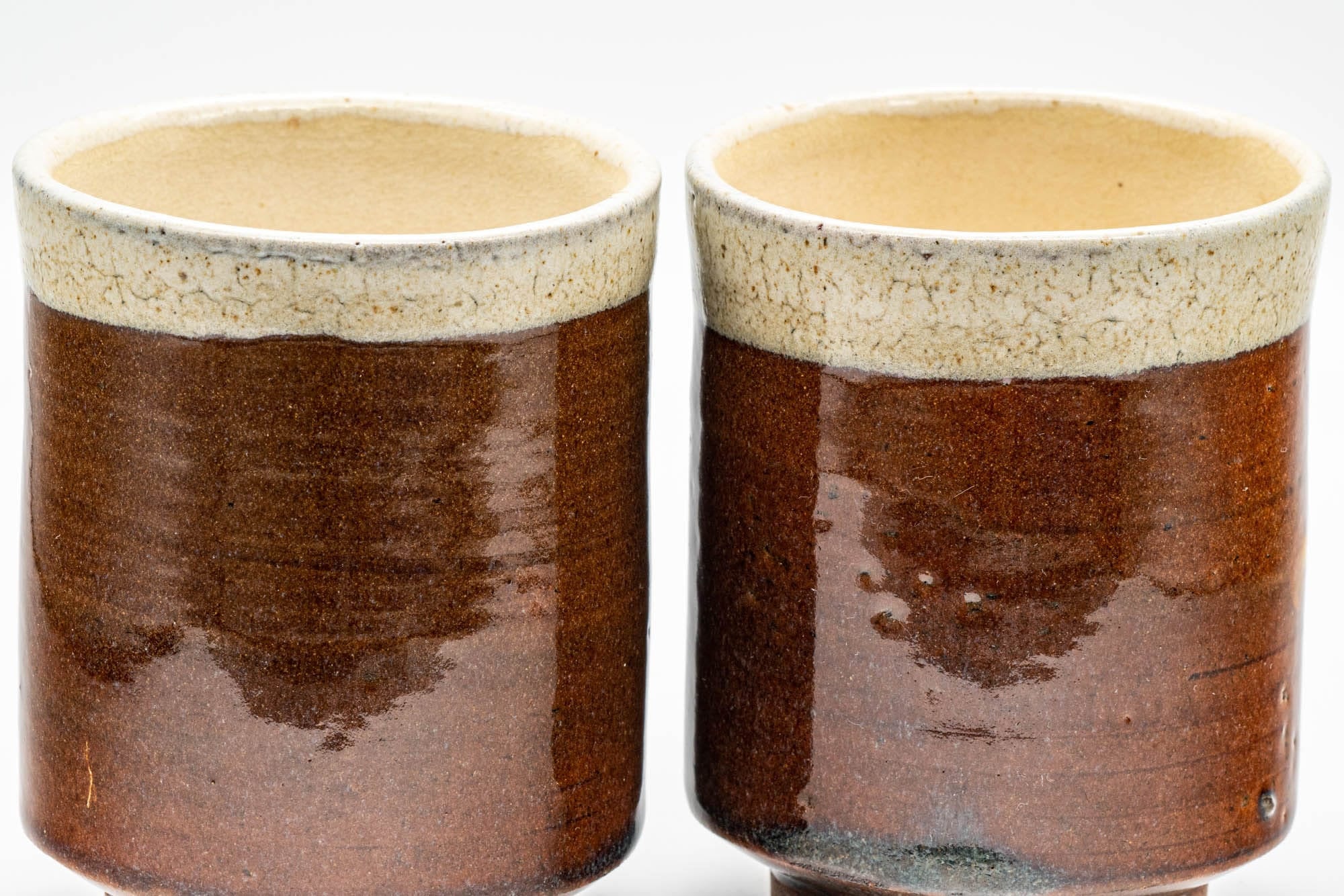 Japanese Teacups - Pair of Drip-Glazed Tsutsu-gata Yunomi - 220ml