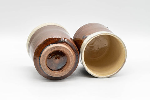 Japanese Teacups - Pair of Drip-Glazed Tsutsu-gata Yunomi - 220ml