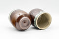 Japanese Teacups - Pair of Brown and White Drip-Glazed Yunomi - 210ml - Tezumi