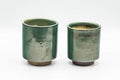 Japanese Teacups - Pair of Green and Yellow Meoto Yunomi - Tezumi