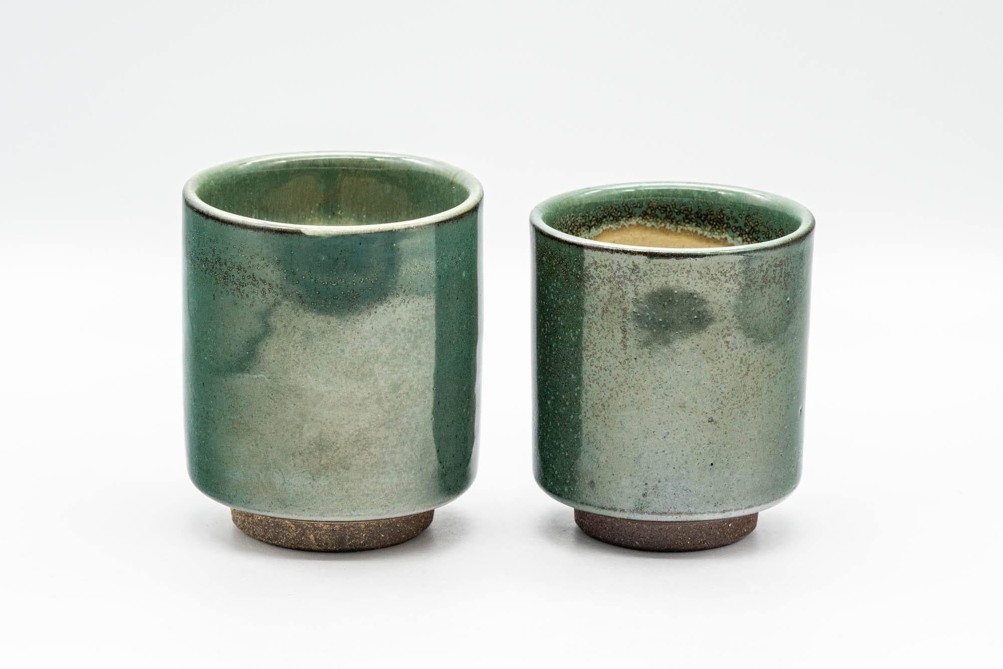 Japanese Teacups - Pair of Green and Yellow Meoto Yunomi - Tezumi