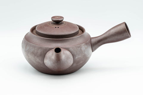Tezumi — Japanese Kyusu - Large Banko-yaki 萬古焼 Teapot with Floral Motif - 500ml — side view showing the spout
