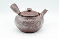 Tezumi — Japanese Kyusu - Large Banko-yaki 萬古焼 Teapot with Floral Motif - 500ml — side view with the lid and side handle