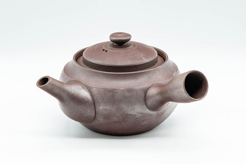 Tezumi — Japanese Kyusu - Large Banko-yaki 萬古焼 Teapot with Floral Motif - 500ml — three-quarter view from the opposite side